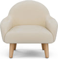 Beige Velvet Kids Armchair with Wooden Legs Z70318