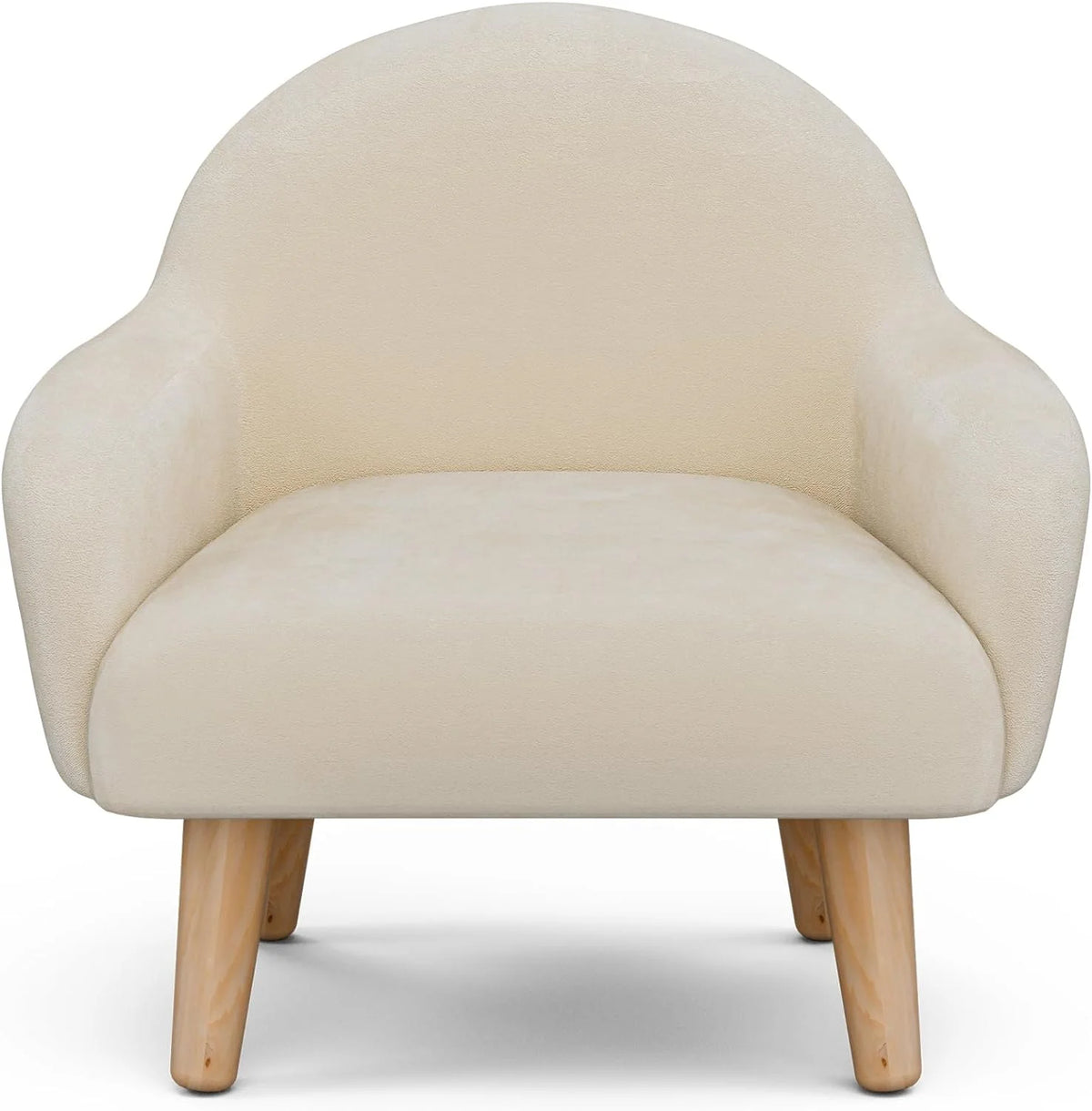 Beige Velvet Kids Armchair with Wooden Legs Z70318