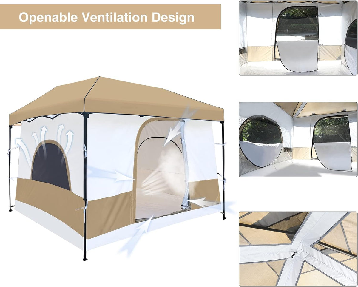 10' x 10' Khaki Camping Inner Tent Square Tent with Full Floor U28714