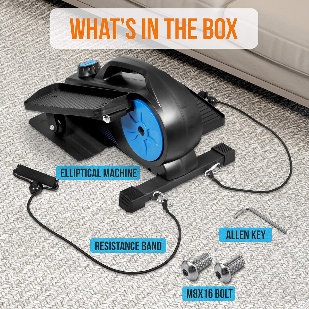 Compact Ergonomic Under Desk Elliptical Machine with 8 Resistance Level N43663