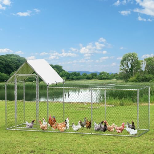Large Metal Chicken Coop with Waterproof Cover Z167984