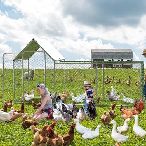 Large Metal Chicken Coop with Waterproof Cover Z167984