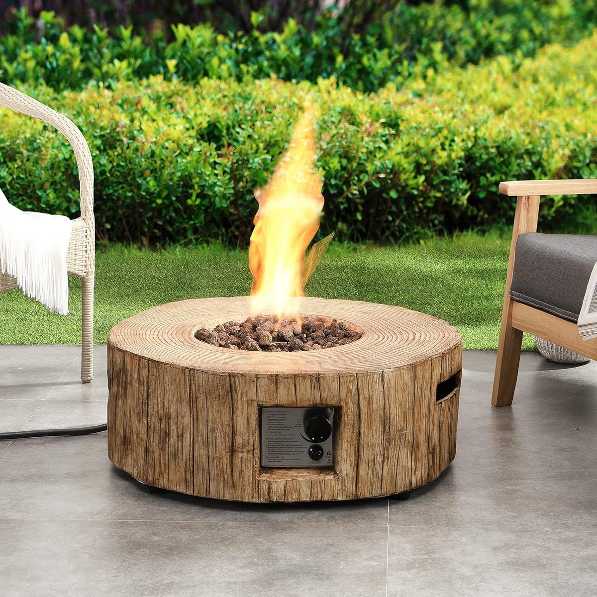 28 Round 30,000 BTU Auto-Ignition Propane Fire Pit Table with Cover and Lava Rock I791
