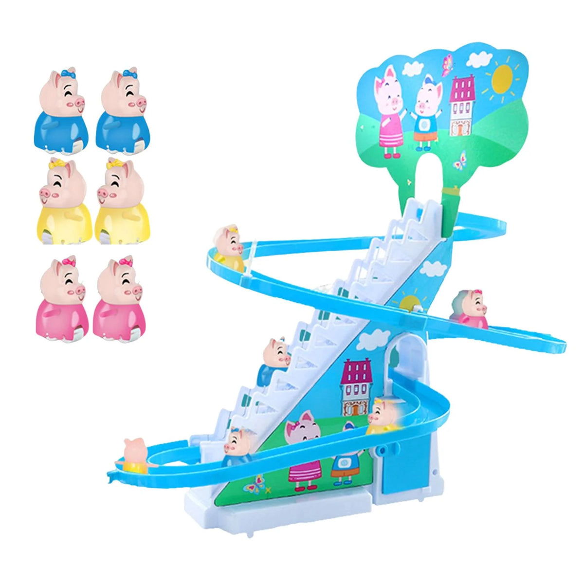 6 s Electric Climbing Stair Toy with LED Flashing Lights Children's Roller Coaster Toy Set U6411
