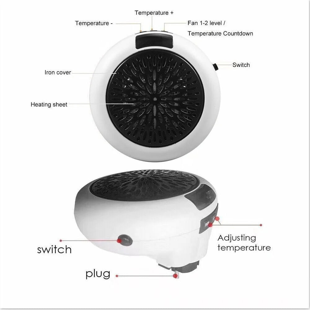 900W Plug in Electric Heater Fan with Remote Timer Q36380