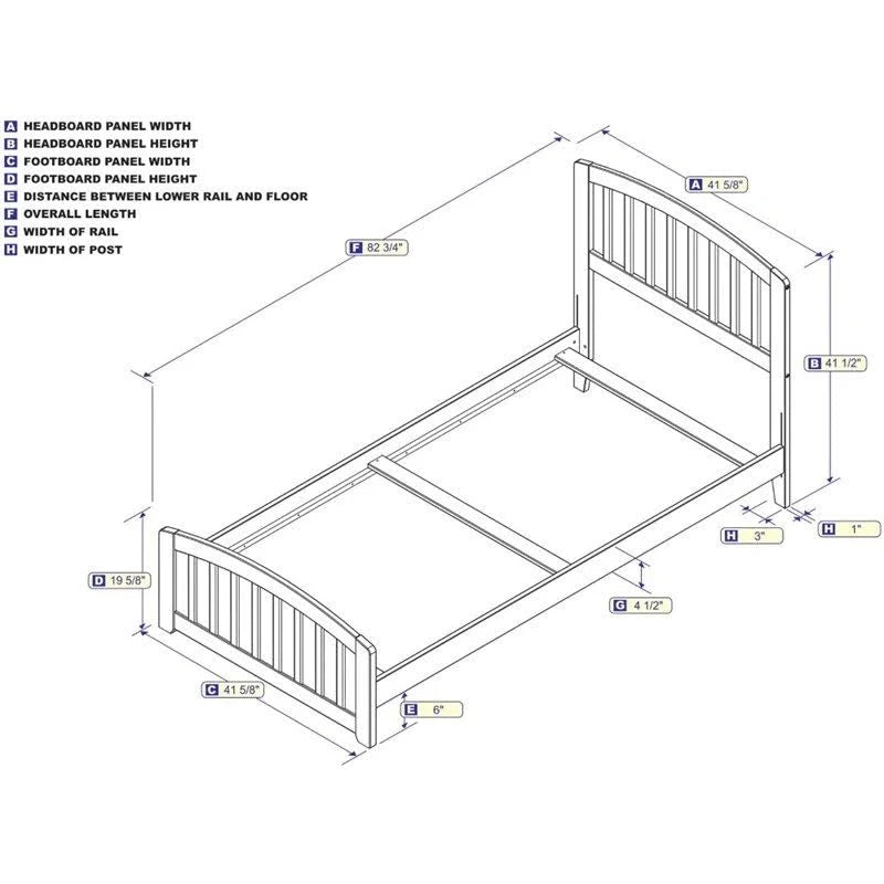 Twin XL Walnut Traditional Bed with Matching Foot Board W98027