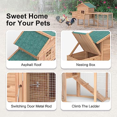 Wooden Chicken Coop with Nesting Box and Ramp F93035