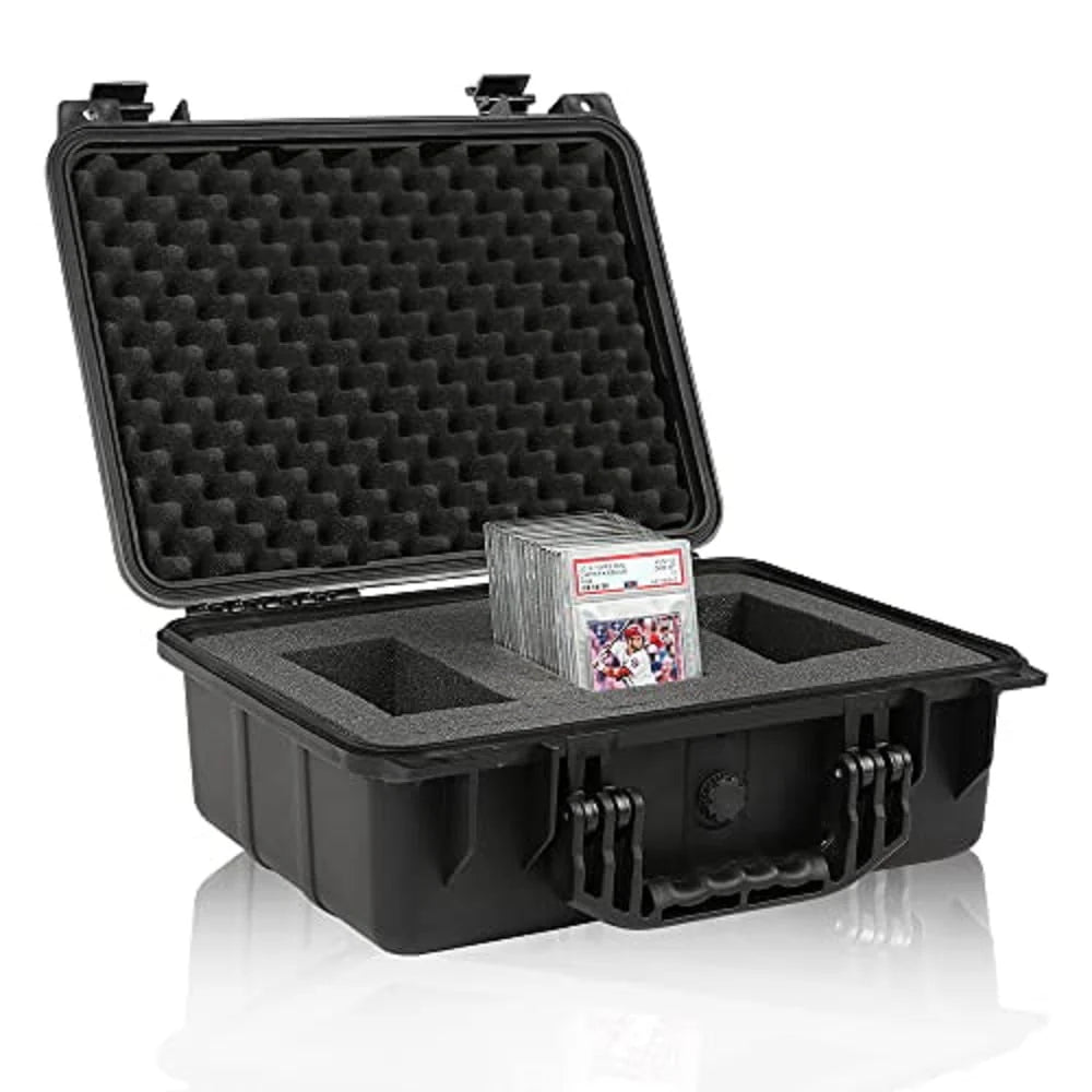 Graded Card Storage Box with Foam Slots, Large, Black H4710