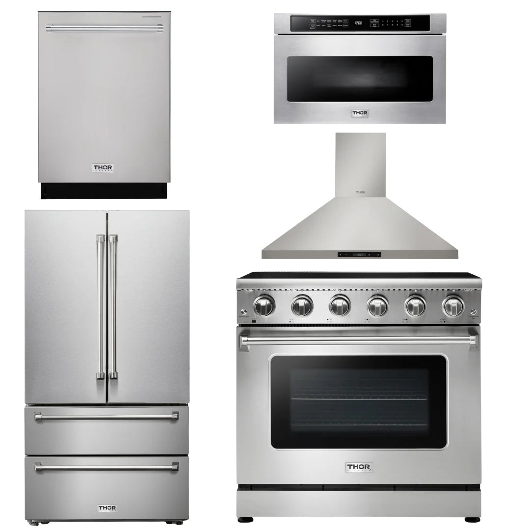 36 Electric Range, Range Hood, Microwave, Refrigerator, Dishwasher O464168
