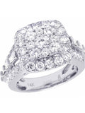 14K White Gold Real Diamond Square Cluster Engagement Ring K43870