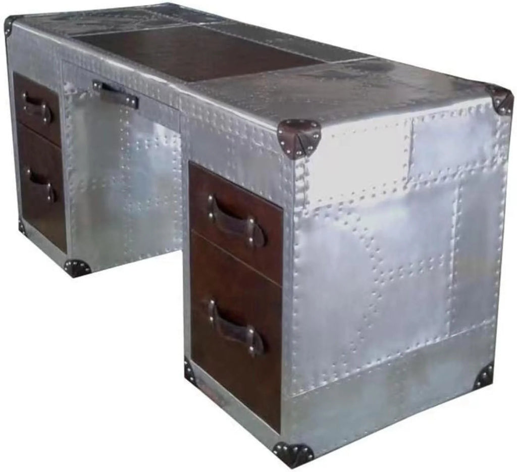 Aluminum Desk with Leather Drawer S5023
