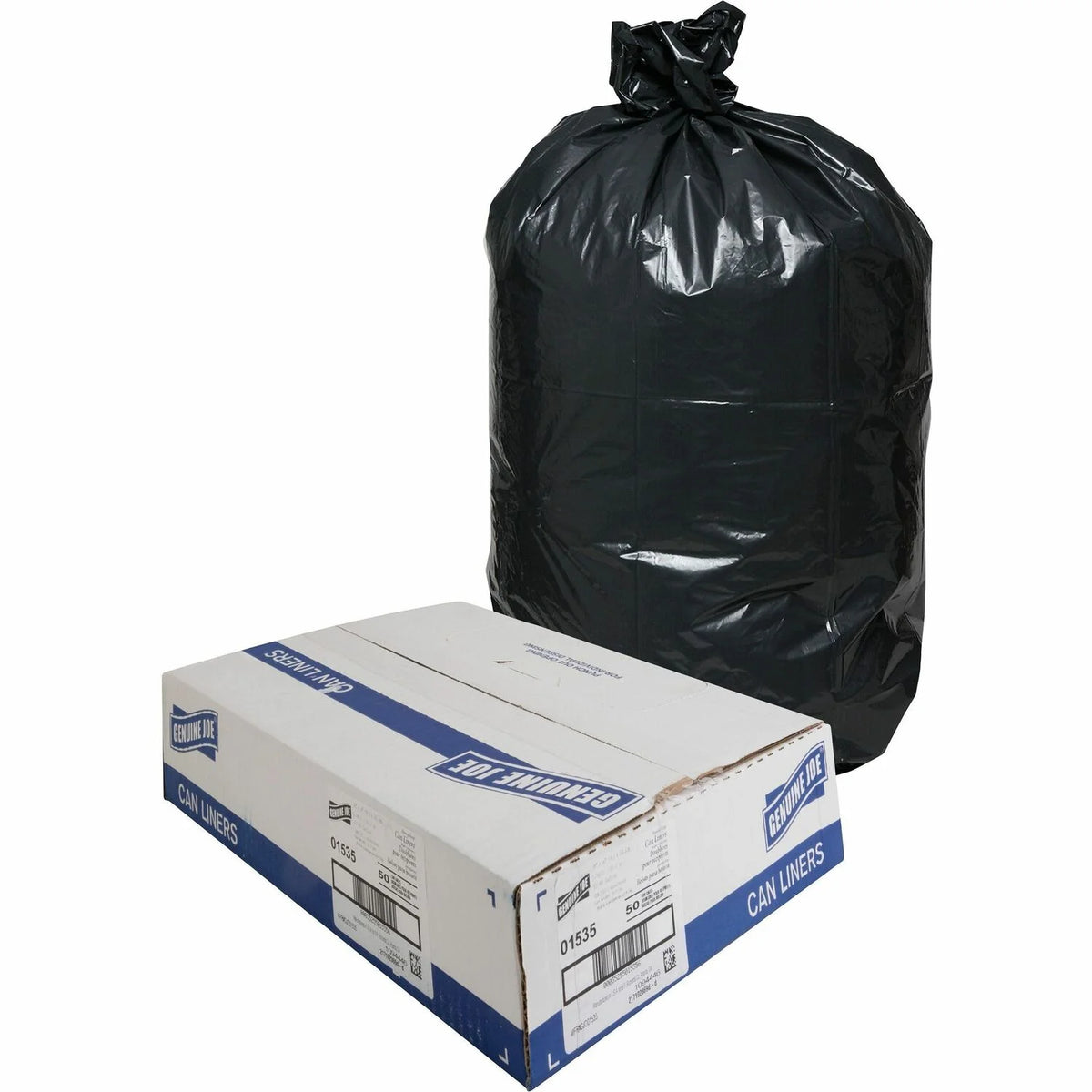 Black 60 Gallon Trash Can Liners, 50 per Box Z8915