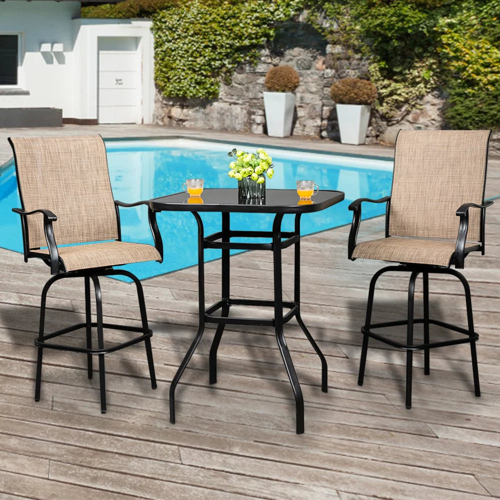 31"x 31" x 40" Black Wrought Iron Glass Bar Table E42680