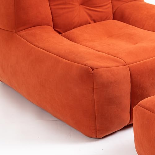 White Microfiber Memory Foam Bean Bag Chair with Footstool M69292