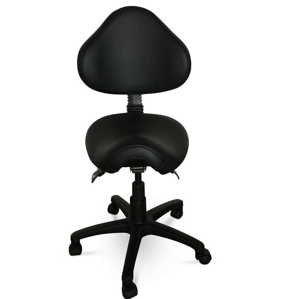 Rolling Saddle Stool with Adjustable Height and Backrest O46989