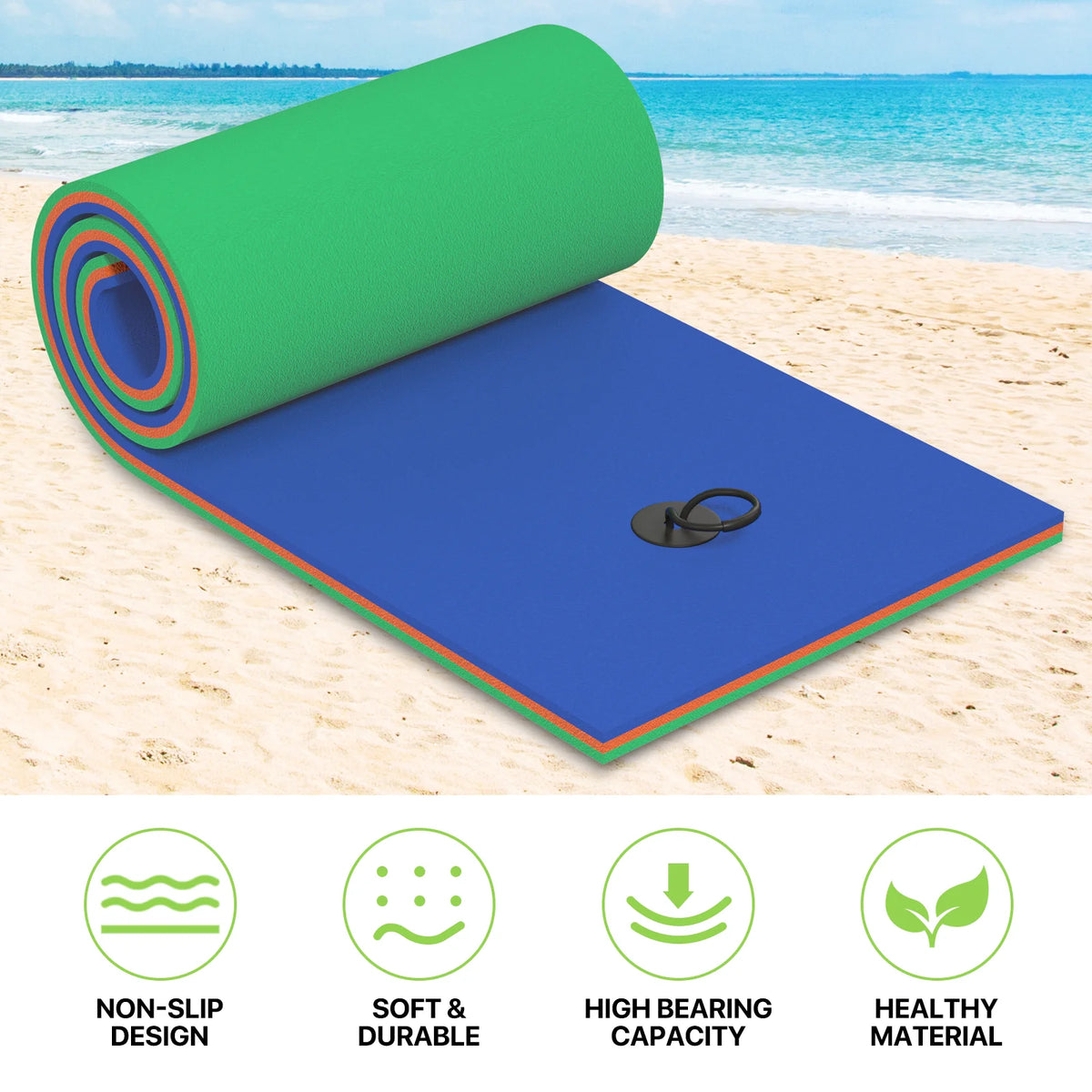Blue 3-Layer XPE Foam Floating Water Mat A824