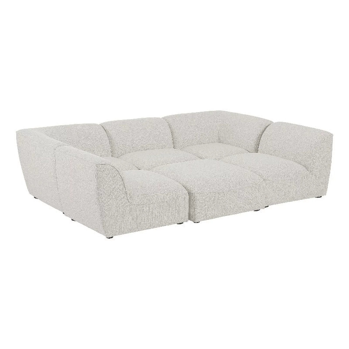 Cream Linen Textured Modular Sectional W72046
