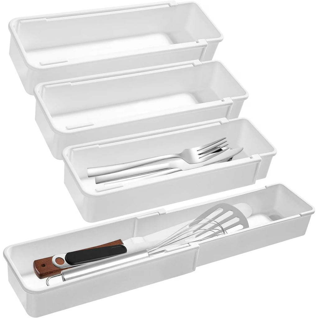 White 4pack Expandable Drawer Organizer Trays X58860