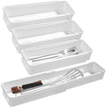White 4pack Expandable Drawer Organizer Trays X58860