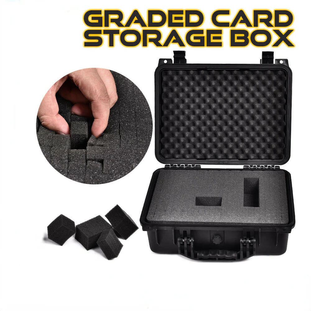 Graded Card Storage Box with Foam Slots, Large, Black H4710