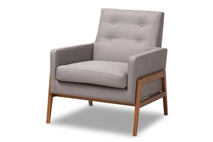 Light Grey Fabric Upholstered Walnut Wood 3-Piece Living Room Set Q935