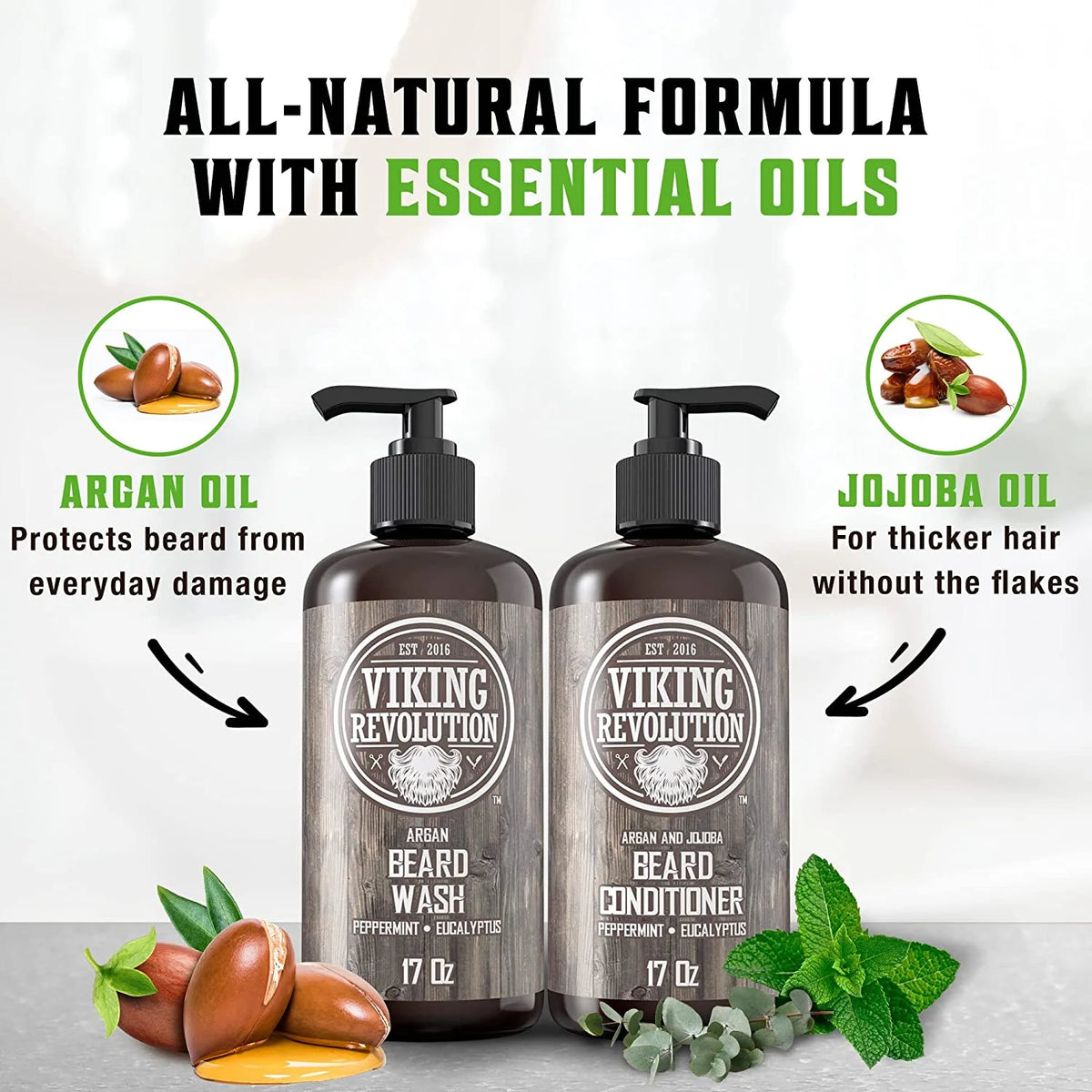 Beard Wash & Beard Conditioner Peppermint & Eucalyptus 34 Oz O214024