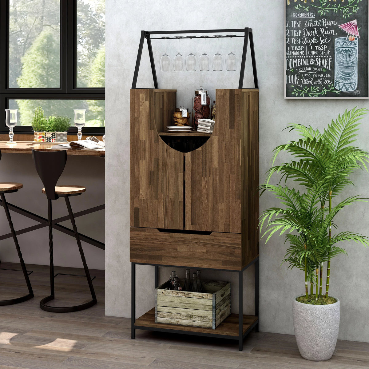 Contemporary Metal Wine Cabinet Y17543