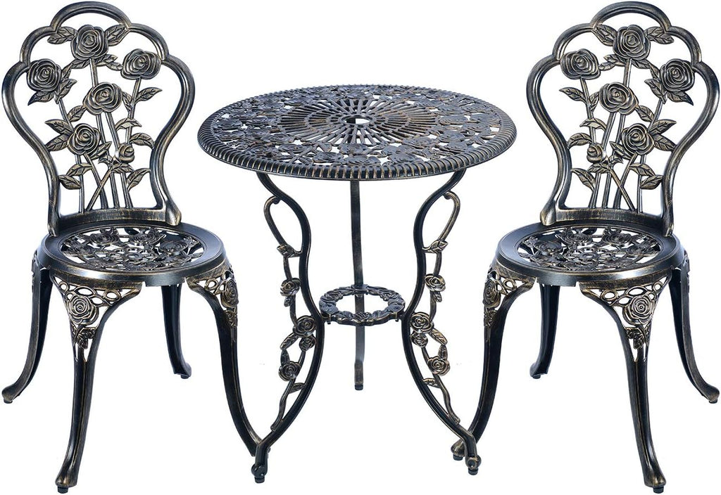 White 3 Piece Cast Aluminum Bistro Table Set Q69823