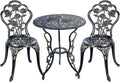 White 3 Piece Cast Aluminum Bistro Table Set Q69823