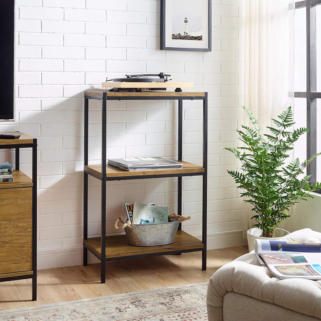 3 Tier Rustic Industrial Bookshelf with Open Shelves G903184