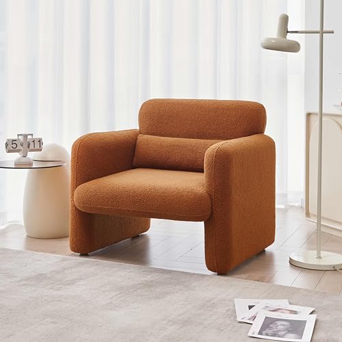 Cream Lambskin Sherpa Fabric Accent Chair Y550665