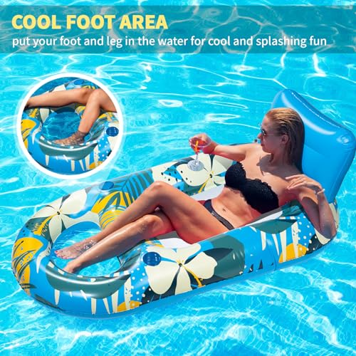 Heavy Duty Inflatable Pool Float with Cup Holder Backrest X918820