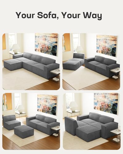 Oversized Deep U Shaped Modular Corduroy Sectional Sofa with Ottoman Y94771