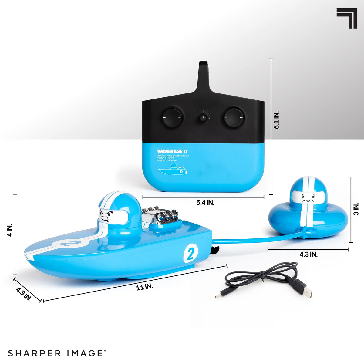 Blue Wireless Rechargeable Bumper Boat with Tow Rider J524