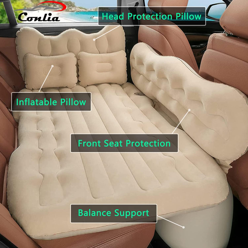 Beige Inflatable Car Air Mattress with Air Pump C602