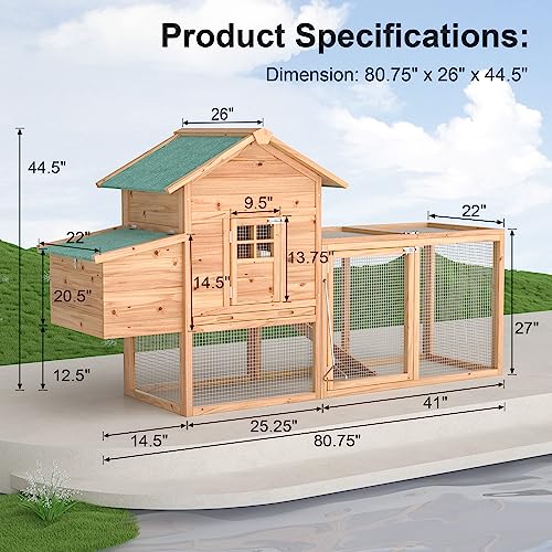 Wooden Chicken Coop with Nesting Box and Ramp F93035
