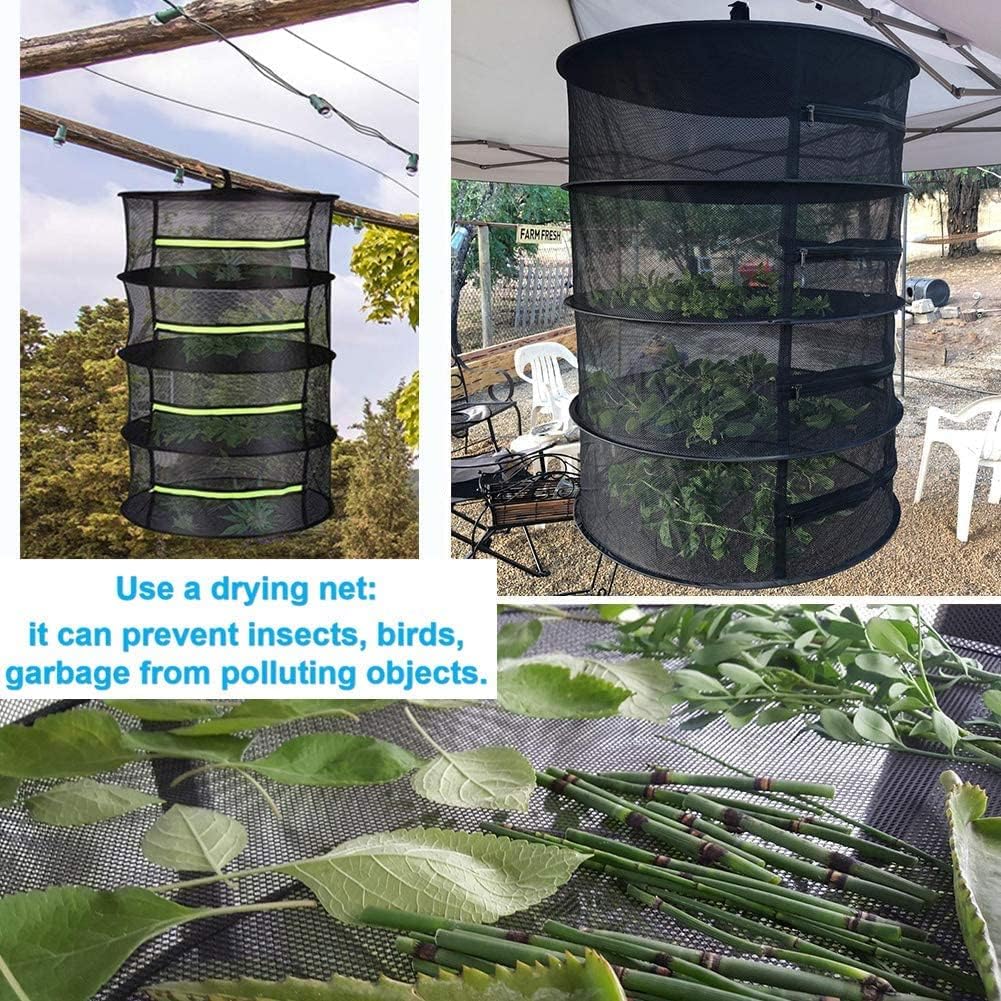4-Layer Folding Nylon Mesh Drying Rack with Carrying Bag T6430