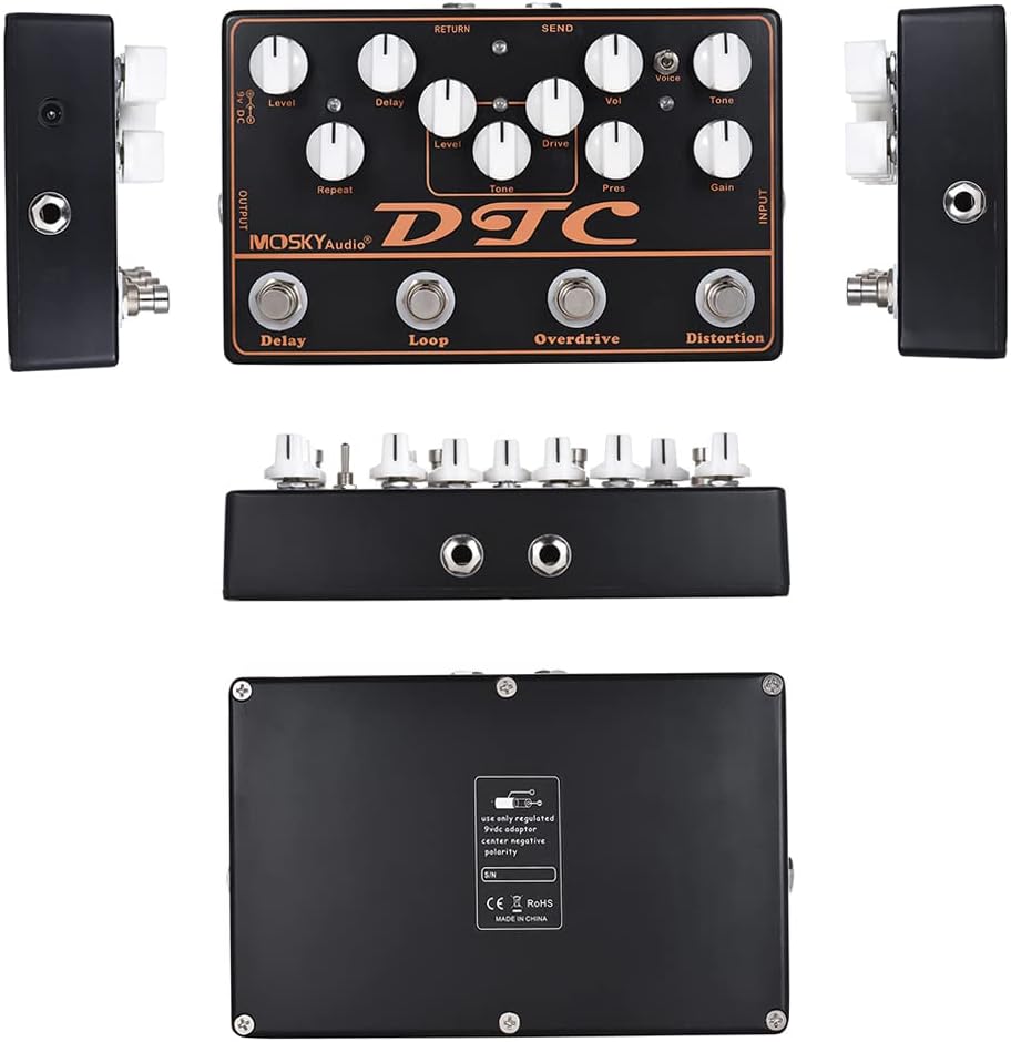 4-in-1 Electric Guitar Effects Pedal Distortion Overdrive Loop Delay M60559