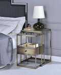 2 Piece Nesting Tables Set Antique Brass Clear Glass I125409