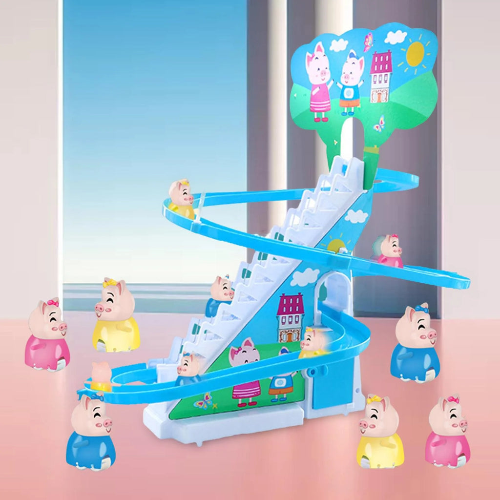 6 s Electric Climbing Stair Toy with LED Flashing Lights Children's Roller Coaster Toy Set U6411
