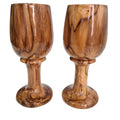 Rustic Dark Brown Wooden Wine Glass Goblet Drinkware Cup Set of 2 A67006