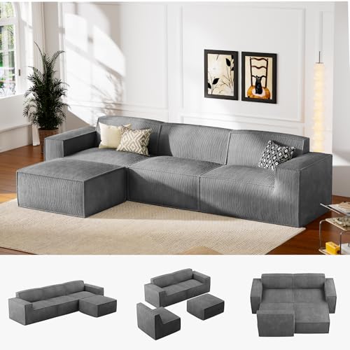 Oversized Deep U Shaped Modular Corduroy Sectional Sofa with Ottoman Y94771