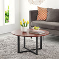 32-inch Modern Round Coffee Table with Wood Top T955334