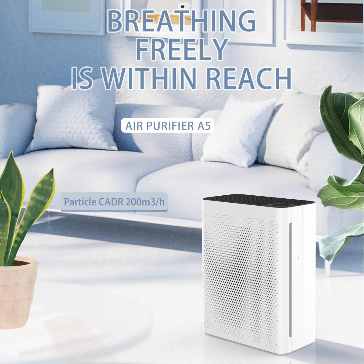 HEPA Air Purifier with Adjustable Fan Speed, Quiet Sleep Mode, 410 sq. ft Coverage, White N40214