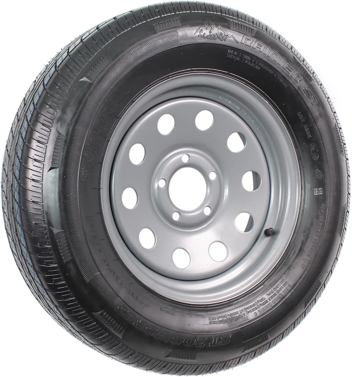 Gray Modular Trailer Tire On Rim ST205/75R15 5 Lug Wheel O2343