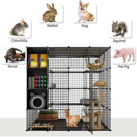 4-Tiers Metal Cat Playpen with Hammock D687