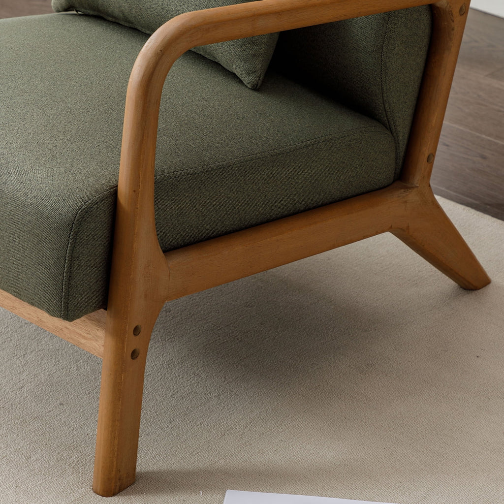 Mid-Century Modern Green Upholstered Accent Chair with Pillow D603655