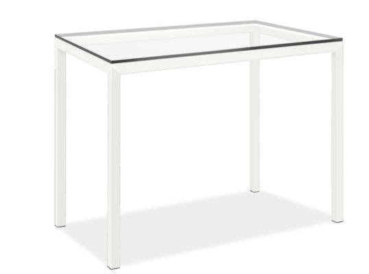 Clear Tempered Glass Bar Table with White Base D7226