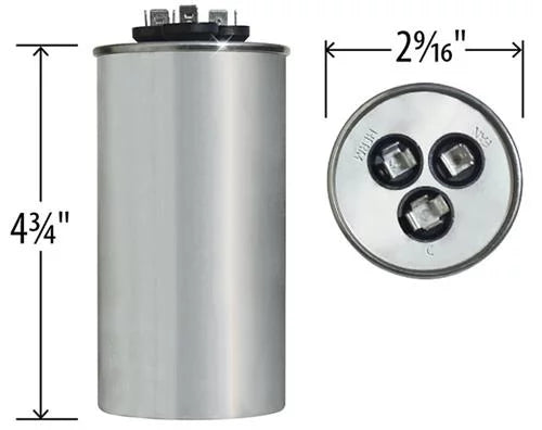 80/10 uF 370 VAC Dual Round Capacitor Y31670