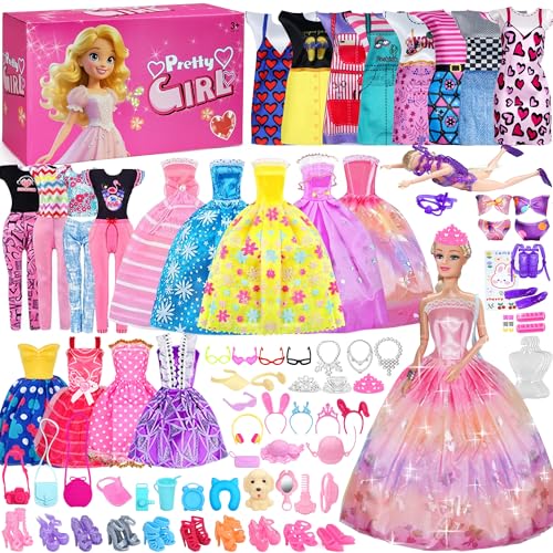 Doll Clothes and Accessories with Princess Gowns Dresses Shoes K232